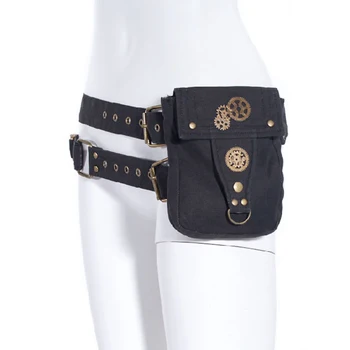 

Steampunk Women Canvas Waist Bag Gothic Holster Bag Motorcycle Thigh Belt Bag Men Shoulder Fanny Packs Small Phone Pouch Pocket