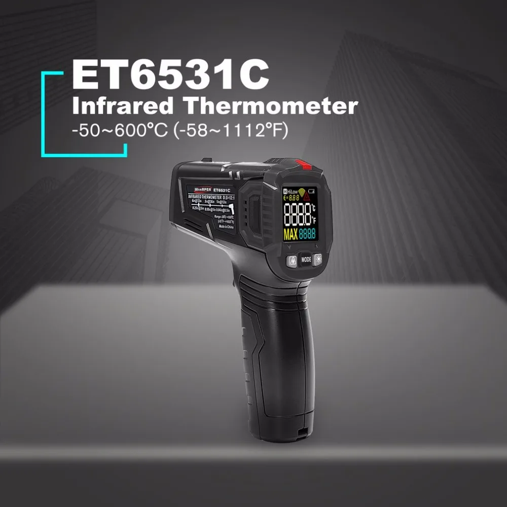 

ET6531C Digital LCD Handheld Infrared Thermometer Temperature Meter Tester Red Laser Non Contact IR Pyrometer Gun