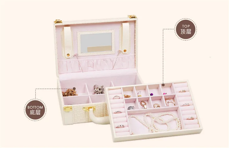 3 типа многослойная коробка для хранения ювелирных изделий Розовая белая женская коробка для хранения портативные витрины для девочек органайзер для ювелирных изделий в подарок