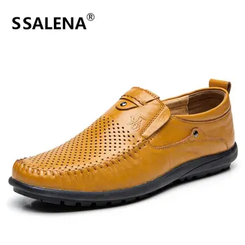 

Men Dress Formal Shoes Hollow Out Genuine Leather Male Oxfords Shoes Casual Breathable Business Wedding Shoes 38-47 AA20578