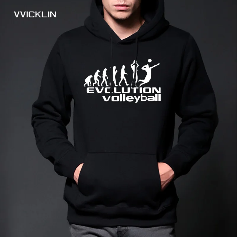 

2019 Autumn Men's Funny Style Evolution of Volleyball Hoodies Winter Cotton Long Sleeve Good Quality Sweatshirt Plus Size