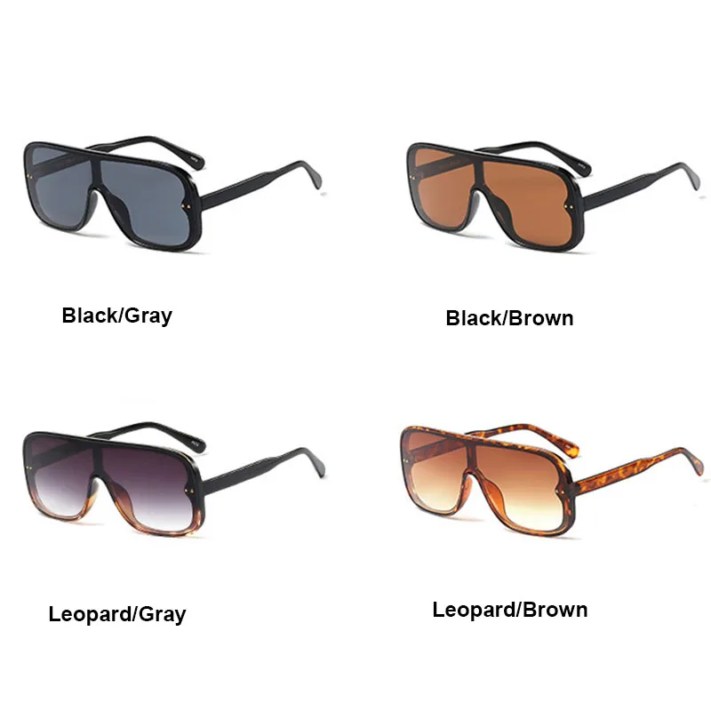 Роскошные фирменные дизайнерские модные цельные Квадратные Солнцезащитные очки для женщин, винтажные негабаритные плоские с леопардовым принтом и заклепками солнцезащитные очки для женщин