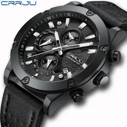 CRRJU часы мужские спортивные наручные часы с хронографом повседневное Бизнес Кварцевые часы человек 30 м водостойкий Relogio Homem 2156