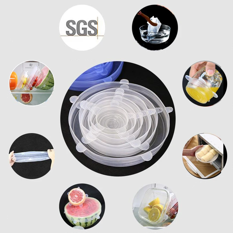 

6pcs/set Net Snowflake Silicone Stretch Lids Universal Lids to Keep Food Fresh Storage Stretch Covers for Fruit,Cup,Bowl,Dish