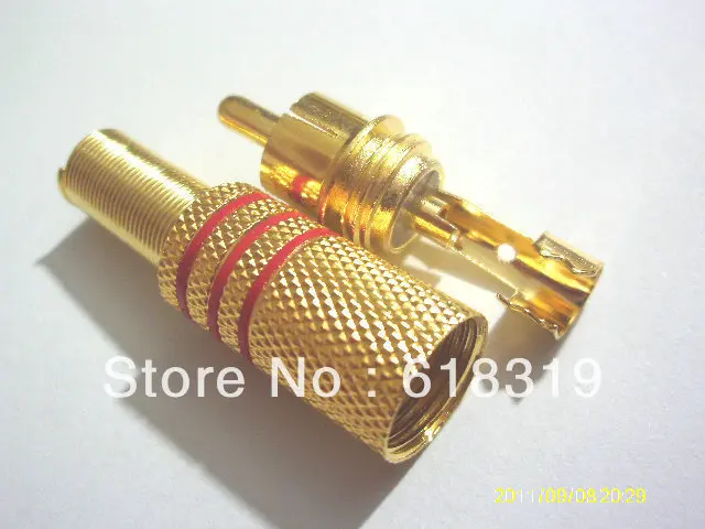 200 pcs rca banhado ouro plugue 05