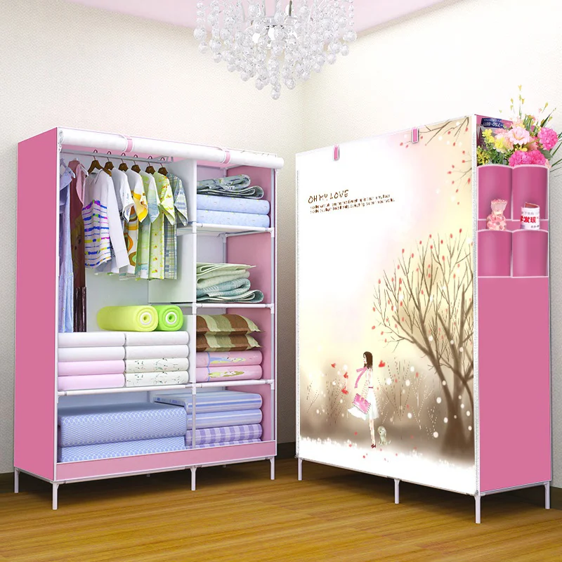 

3D pattern Non-woven Fabric wardrobe Non-woven folding wardrobe Clothes Closet cupboard Bedroom Furniture