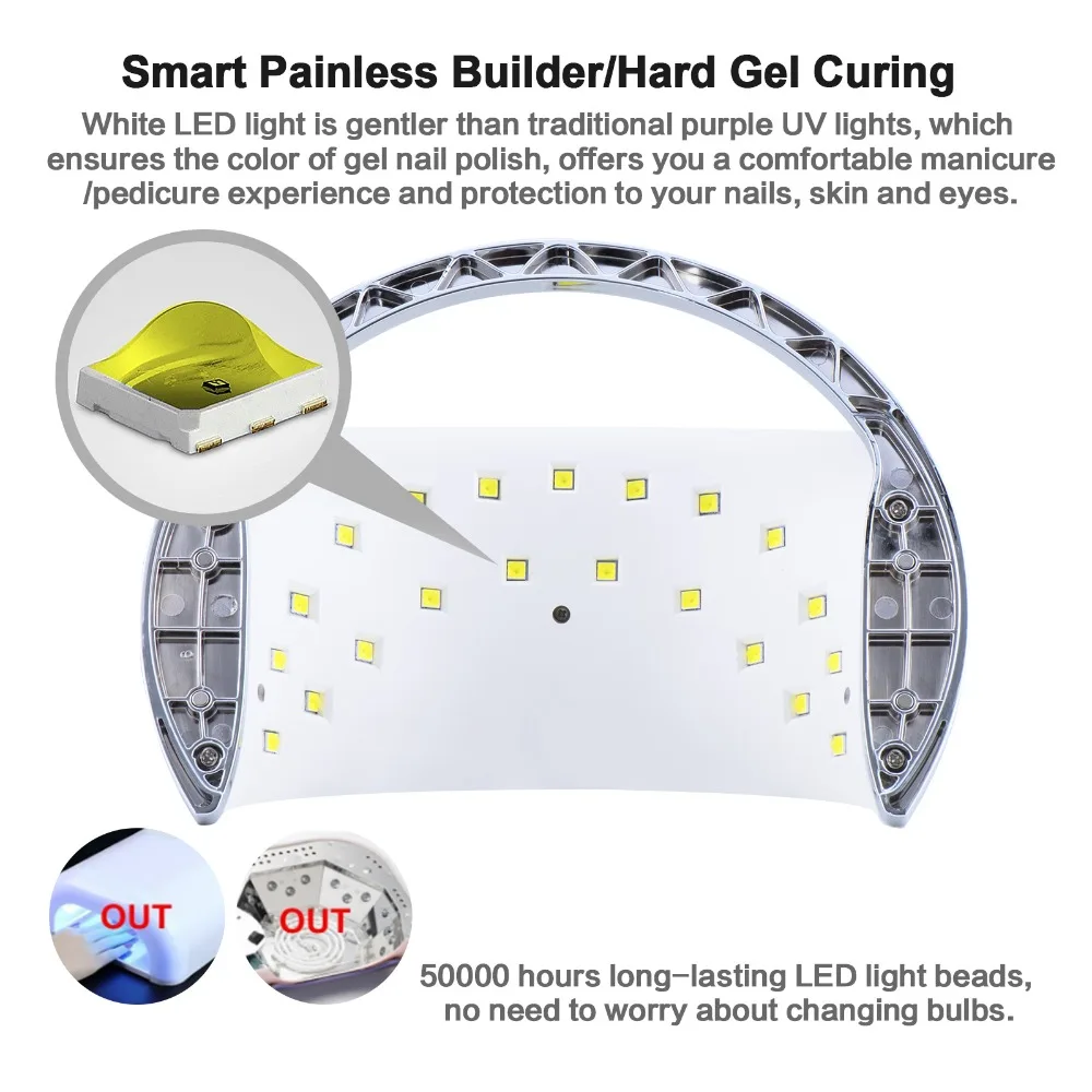SUN6 48 Вт Сушилка для ногтей умная УФ светодио дный лампа для ногтей с ручкой и металлическим дном отверждения Гель-лак