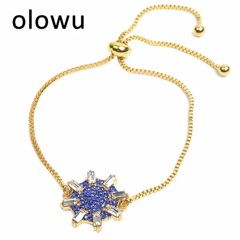 Женские браслеты olowu с золотым цветком и амулет модные кристаллами из