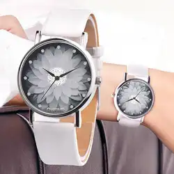 Женские Водонепроницаемые кварцевые часы со стразами и цветочным принтом, кварцевые кожаные часы на запястье, часы в винтажном стиле для