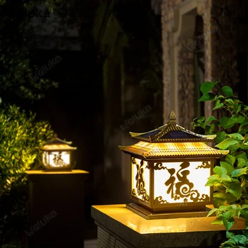 

Waterproof Doors Lamp Outdoor Solar Light Wall Post Garden Villa Warm White Lighting Headlights KST CD05 W01