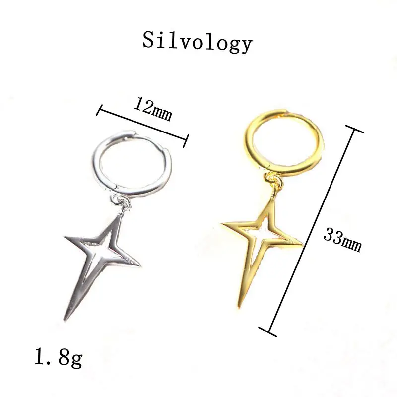 Silvology, 925 пробы, серебряные, круглый крест, звезда, длинные серьги, ажурные, креативные, элегантные, висячие серьги для женщин, новинка, ювелирное изделие
