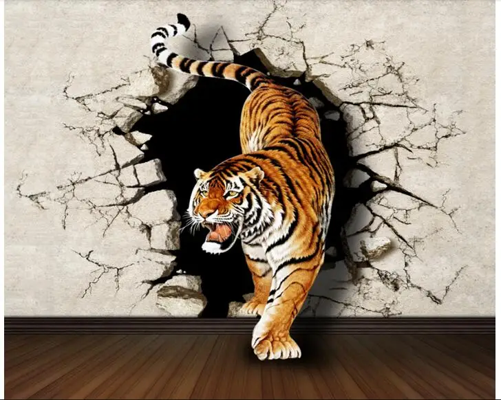 Custom Photo Designs 3d Room Wallpaper Mural Non Woven The Tigers To Break The Background Wall Painting Wallpape For Walls 3 D Painting Living Room Red Wallpaper Productswallpaper Halloween Aliexpress