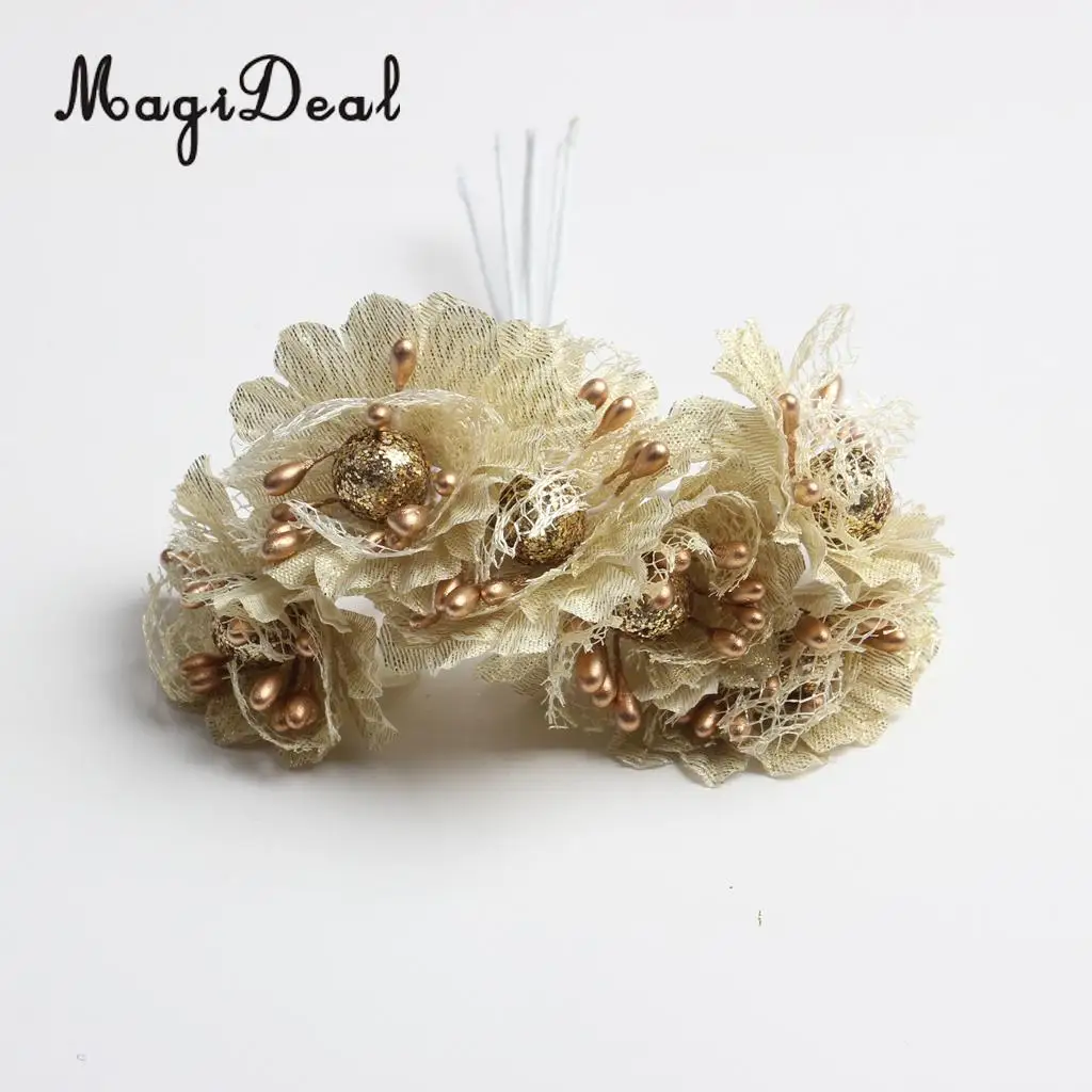 MagiDeal Beautiful Artificial Silk Flower Bouquet for DIY Garlands Wedding Garland Scrapbooking Gift Box Craft Project 4.5cm