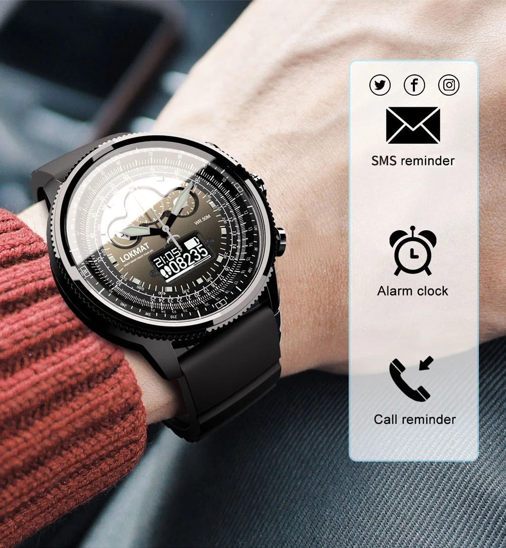 LOKMAT MOKA Bluetooth Смарт-часы для мужчин и женщин спортивные водонепроницаемые шагомеры информация напоминание часы умные часы для ios Android