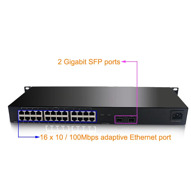 Ethernet коммутатор 24 порт 10/100 Мбит/с 2 порта gigabit sfp коммутатор сетевой коммутатор 24 порта RJ45 переключатель