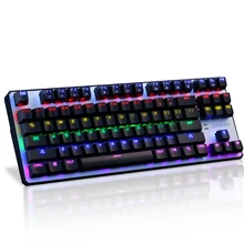 New 87/104 Keys Wired Usb Multimedia Ergonomic illuminated Mechanical Gaming Keyboard Gamer RGB LED Backlit Black / Blue Switch