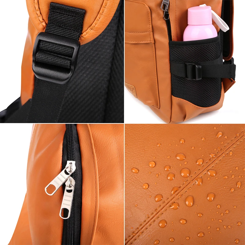 Hot Top PU cuero impermeable viaje portátil Mochila para la universidad Simple diseño hombres Casual Mochila bolsa de la escuela masculina Hot Top PU cuero impermeable viaje portátil Mochila para la universidad Simple diseño hombres Casual Mochila bolsa de la escuela masculina