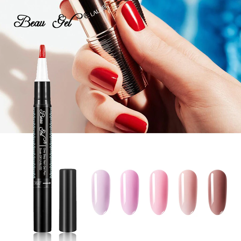 

Beau Gel One Step Gel Varnish Pen 3 In 1 Gel Polish Pen Easy To Use No Need Base Top Coat Primer Soak Off Nail Drawing Lacquer