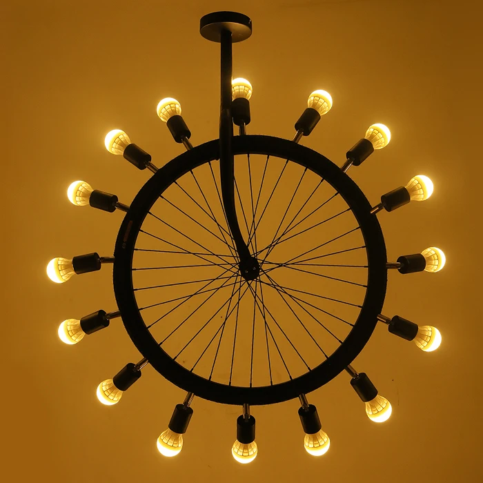 Vintage Industrial Tyre Ferris Wheel Wrought Iron Led Pendant Lamps