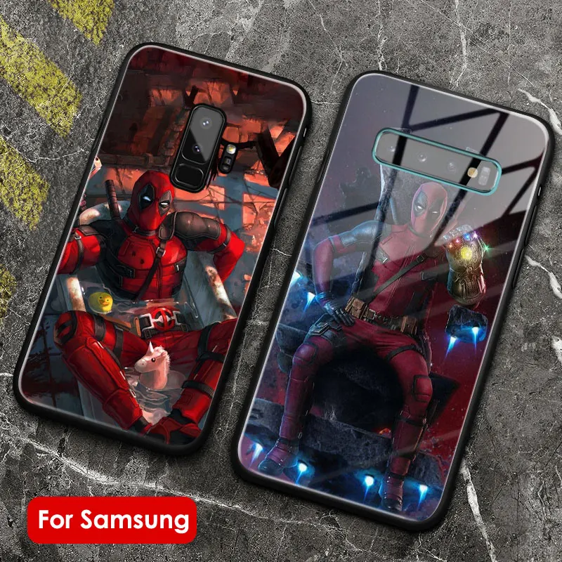 

Deadpool smooth coque tempered glass soft silicone phone case cover For Samsung Galaxy S7 Edge S8 S9 S10e S10 Plus Note 8 9