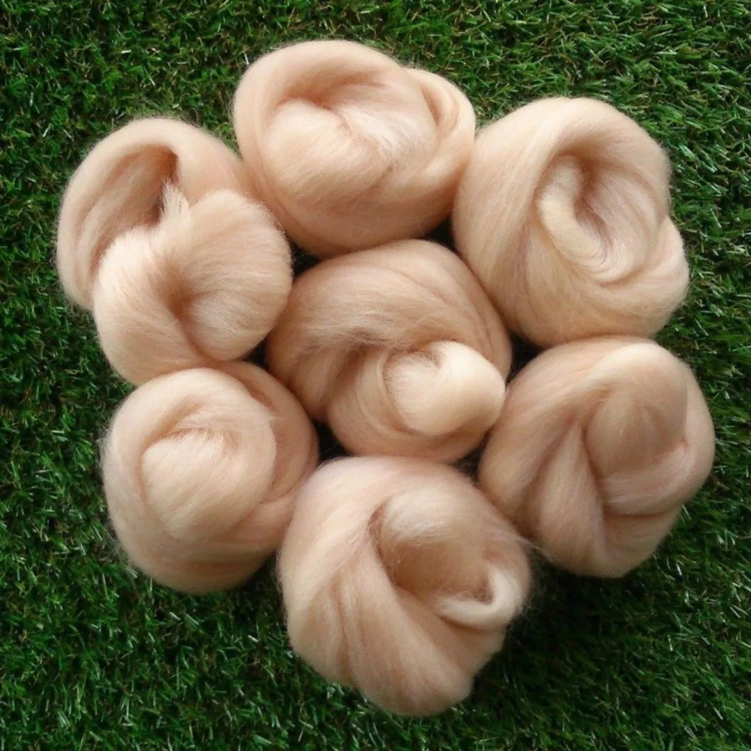 45g Needle Felting Light Pink Flesh Skin Tones Wool Roving Fibre For 3D Projects DIY | Дом и сад