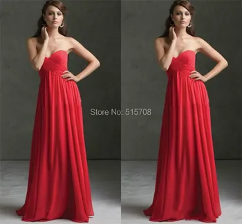 

Simple Design Red Chiffon Evening Dresses Backless High Quality A-Line Sweetheart Custom Made Floor Length Party Prom Gown