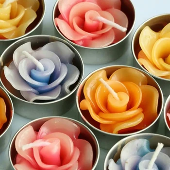 

Colorful Birthday Flower Candle Party Favor Scented Candle Cake Floating Candles Jars Bougie Parfum Wedding Decoration 50KO346