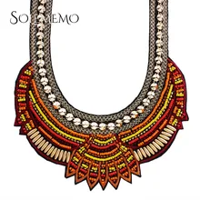 Solememo, богемное этническое ожерелье-чокер, женское богемное многоцветное ожерелье-воротник с бусинами, эффектное колье N3405