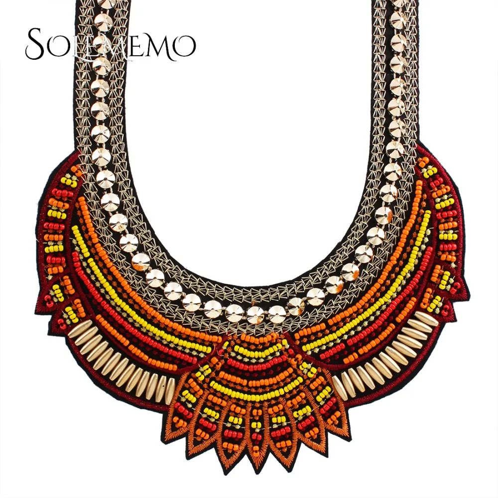 

Solememo Boho Ethnic Colar Choker Necklace Women Bohemian MultiColor Beads Collar Necklaces Statement Kolye N3405