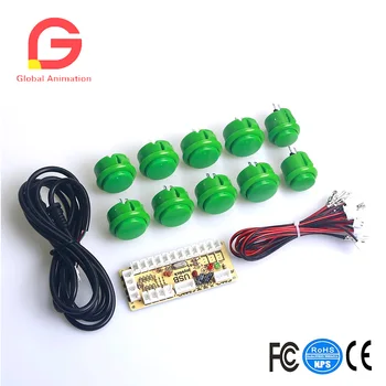 

Arcade Game Kits Part With 8x30mm Arcade Push Buttons 2x24mm Buttons USB Cable PC Encoder 10xButtons Wires For PC/Windows Games