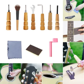 

Universal 1 Set Guitars Repair Maintenance Tool Kits Sandpaper Wrenches Screwdriver Hammer Dusting Brush with Storage Bag