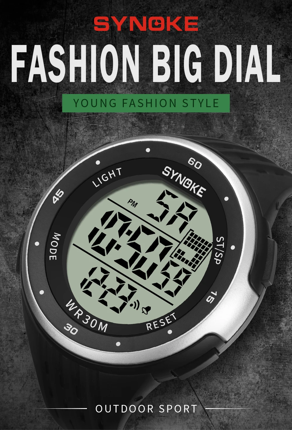 SYNOKE Mens Digital Watches Fahion Sport Fitness Watch G Shock Waterproof Watch Male Clock Watches Man Fashion Stopwatch