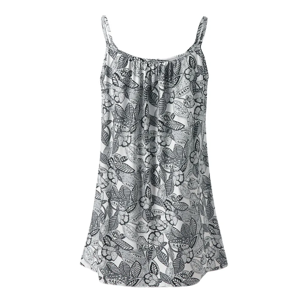 Женская летняя жилетка без рукавов с принтом, блузка, топы, майки, одежда, топ, женская уличная одежда, Топ для женщин, haut femme haut femm - Цвет: Gray
