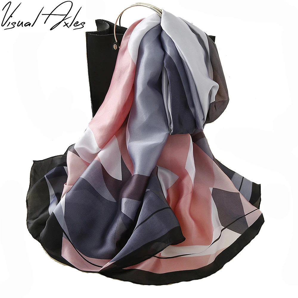 

Plaid Silk Scarf 2017 Fashion Women Italy Long 100% Pure Foulard Silk Brand Shawls Scarves