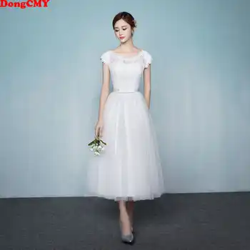 DongCMY 2019 New Princess Junior Bridesmaid Dresses White Color Short Elegant Vestido Gowns