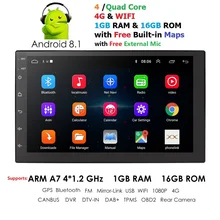 2 Din Android 8.1 Universal Car Audio Radio Stereo Con Il GPS WiFi Navigazione GPS Video Unità di Testa Auto Lettore Multimediale mic BT Mappa