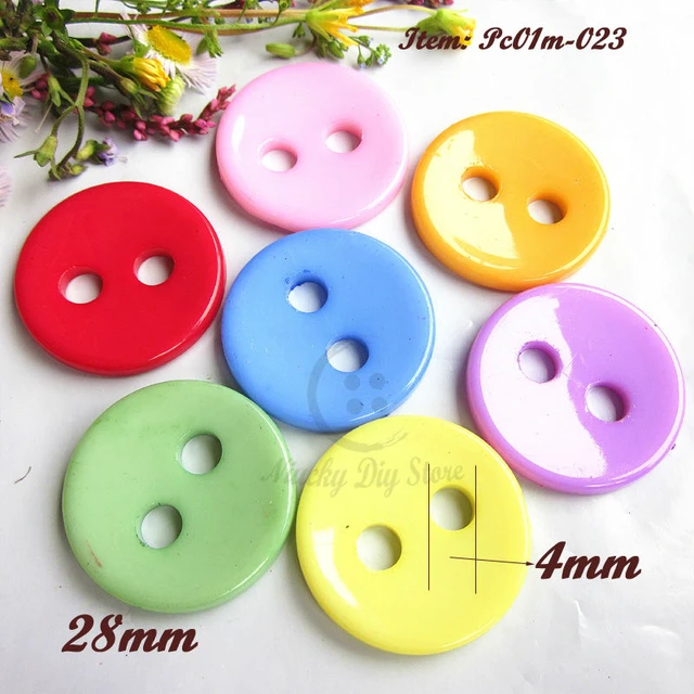 Craft Buttons 50pcs 28mm Mixed Color 2 Big Holes Plastic Buttons