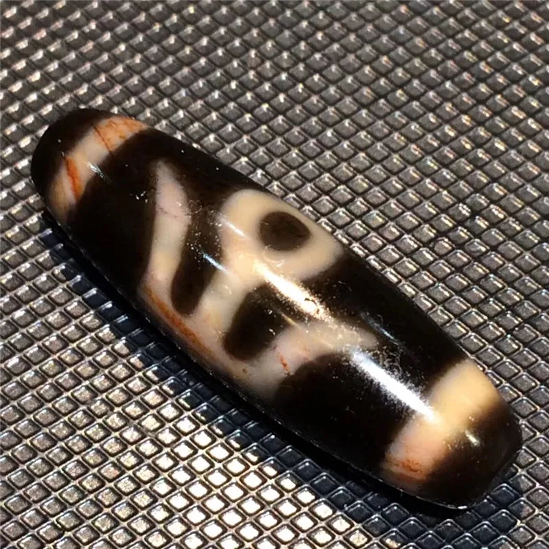

190408-1 Big Men 11mmx35mm Natural Agate with Cinnabar dots Dzi Ji Beads Powerful Amulet Collectible dzi Beads