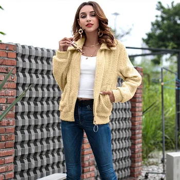 

Couture Autumn Collection Fashion Female Pure Color Woolen Sweater Long-sleeved Cardigan Coat
