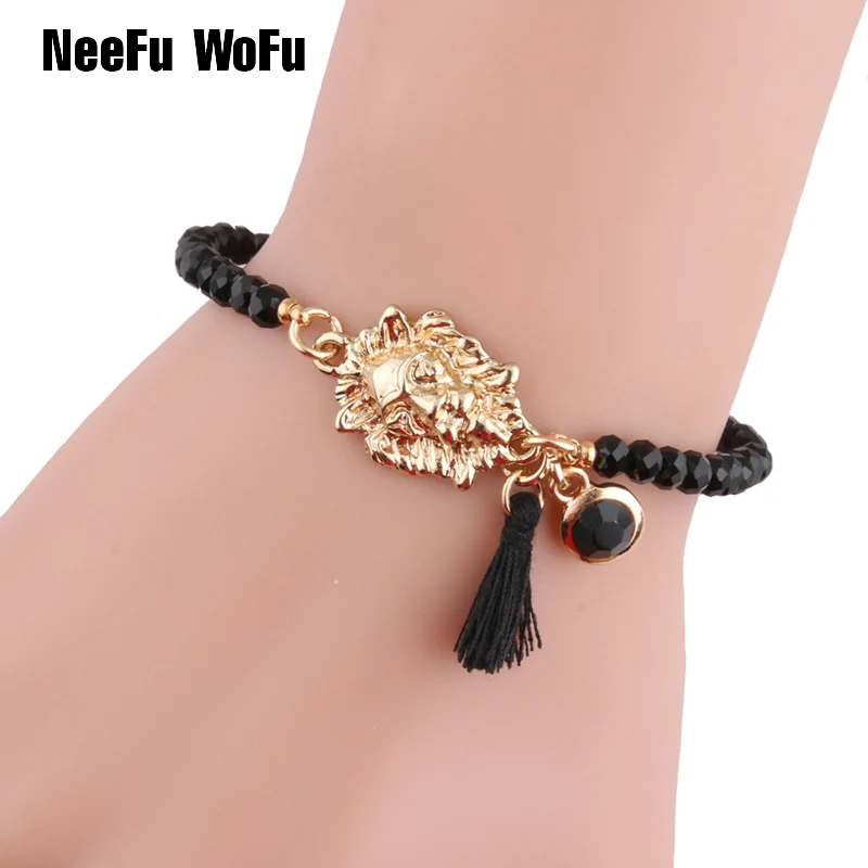 

NeeFuWoFu Lion head Crystal Beads Bracelets Pulsera Filament Bohemia de Madera Estrela de Cinco Pontas Bracelet Perles wholesale