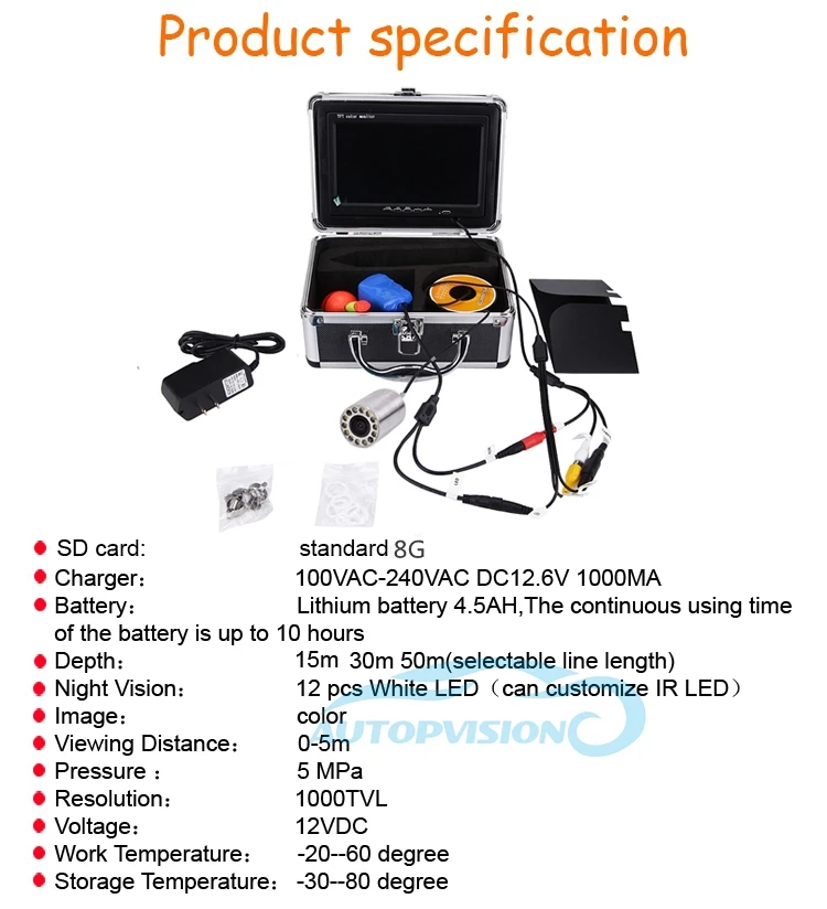 Sy701 15 м 7 "видео Рыболокаторы системы 1000tvl HD Профессиональный Подводный Рыбалка Камера 12 LED подводный Камера + 8 г карты Бесплатная