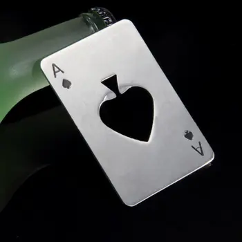 

Free Shipping Smart Poker Card Ace of Spades Bar Soda Beer Bottle Cap Opener Stainless Steel