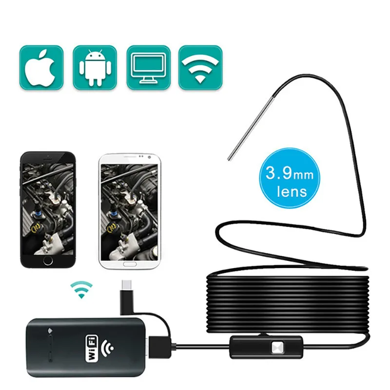 

Borescope Endoscope Camera 3.9MM Wifi IP67 Waterproof Mini Snake Camera With 2000amh for Android and iOS, iPhone Tablet Samsung
