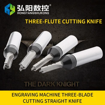 

2 PCS TCT three-blade cutting straight knife woodworking engraving machine high hardness tungsten steel wear 1/2 handle