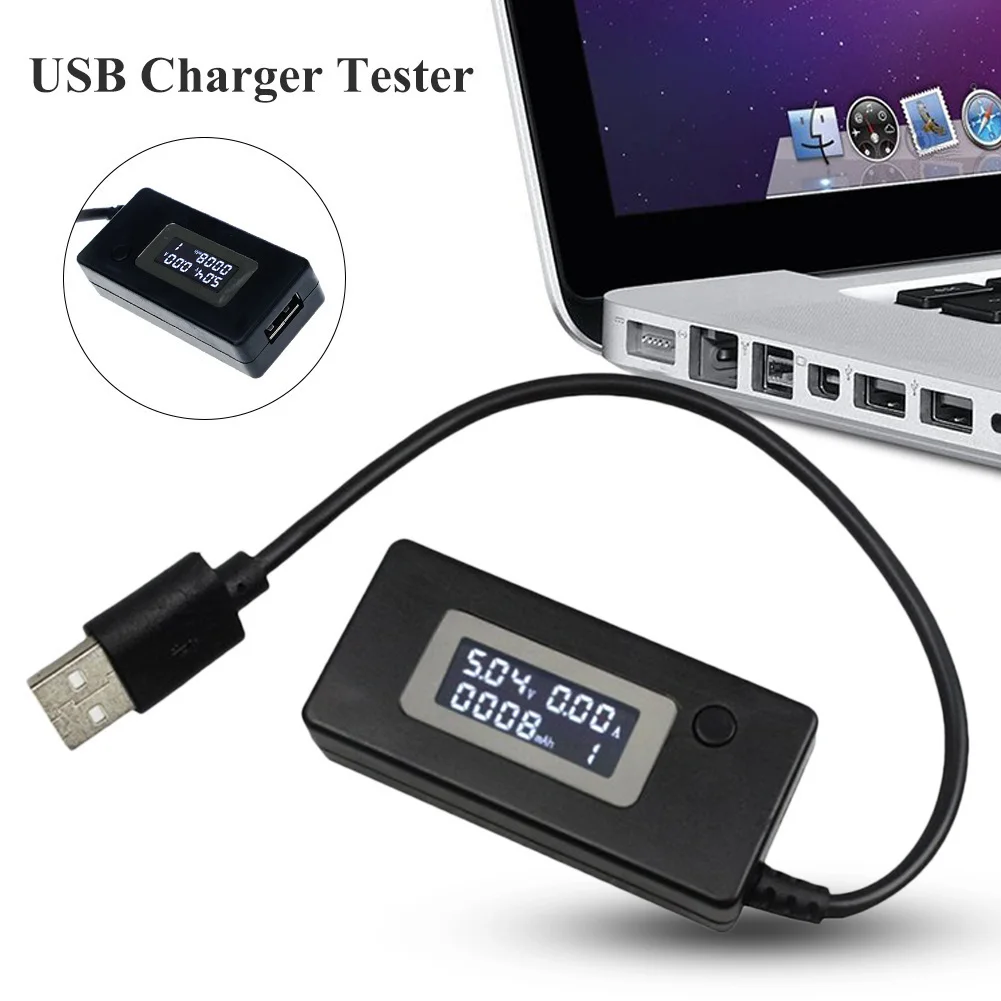 Черный ЖК цифровой микро USB детектор тока и напряжения Мобильная мощность