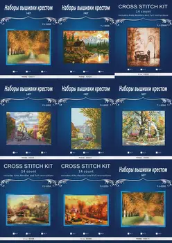 

oneroom Needlework Crafts Full Embroidery DIY French DMC Quality Counted Cross Stitch Kit 14 ct Oil painting Autumn gold styles