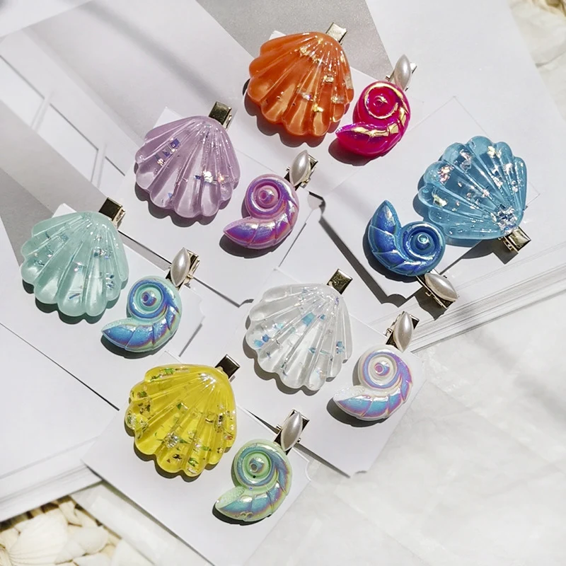 

Fashion Summer Beach Barrettes Hairpin Imitation Pearl Starfish Shell Shape Design hair clip women Wedding Hair Accessories