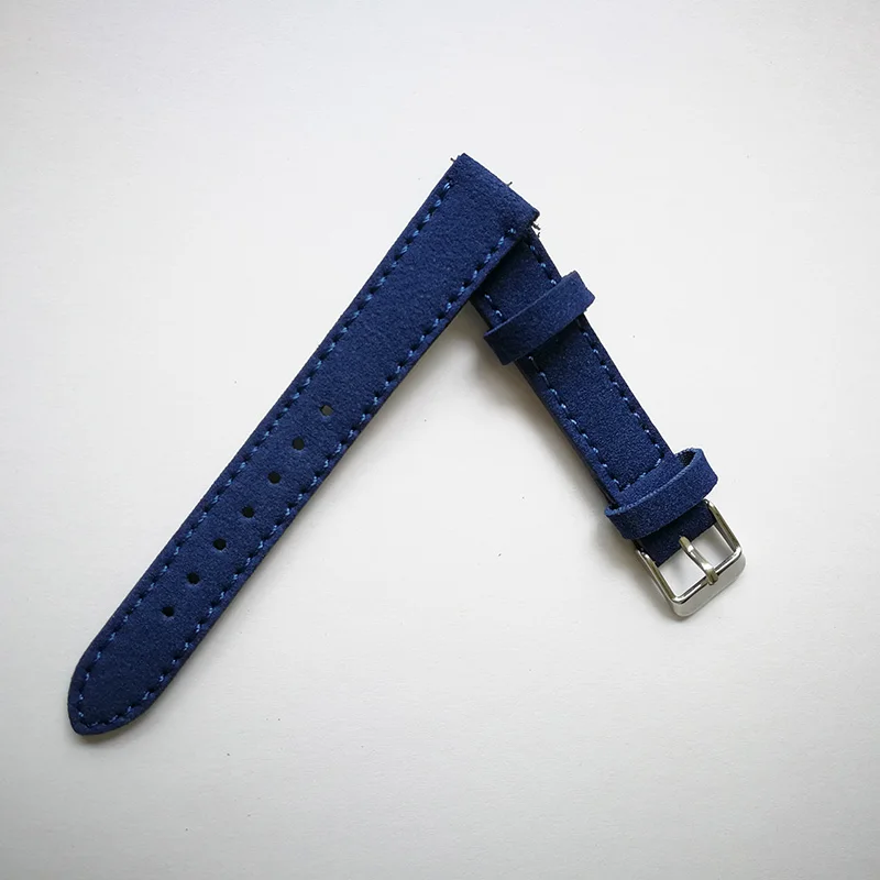 Ремешок для часов, женские наручные часы, замшевый кожаный ремешок, 16 мм, пряжка, Повседневный, сменный ремешок для часов для женщин, классический черный - Цвет ремешка: Blue