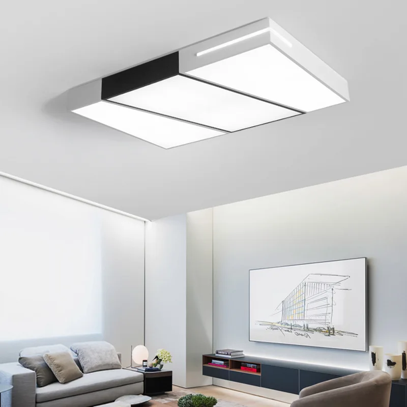 

TUDA LED Ceiling Lamp Modern Living Room Bedroom Study Square Wrought Iron Ceiling Lamp Acrylic Ceiling Lamp 110V 220V