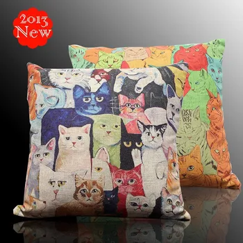 

Wholesale! Free Shipping 2PCS hand-drawn Cat Pillow Cartoon cushion sofa pillow decorate cushion